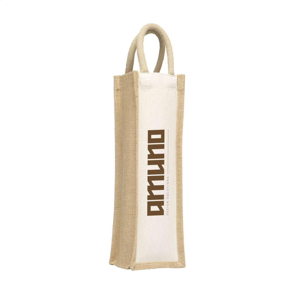 Logo trade business gifts image of: Jute Canvas Wine Bag